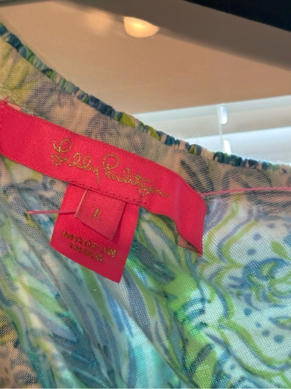 Lilly Pulitzer One-Shoulder Pom-Pom romper dress in Blue & Green sz Large - Picture 3 of 4